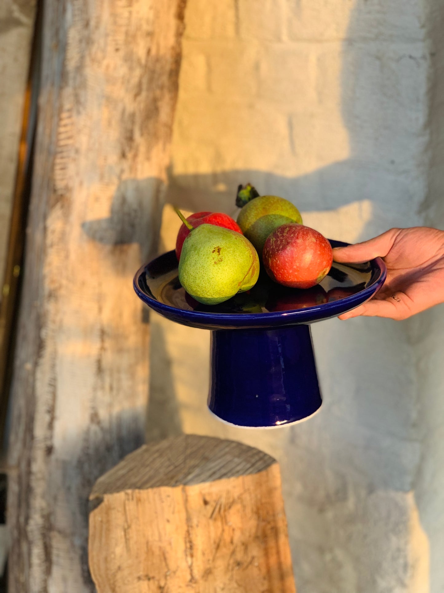 Blauwe unieke fruitschaal