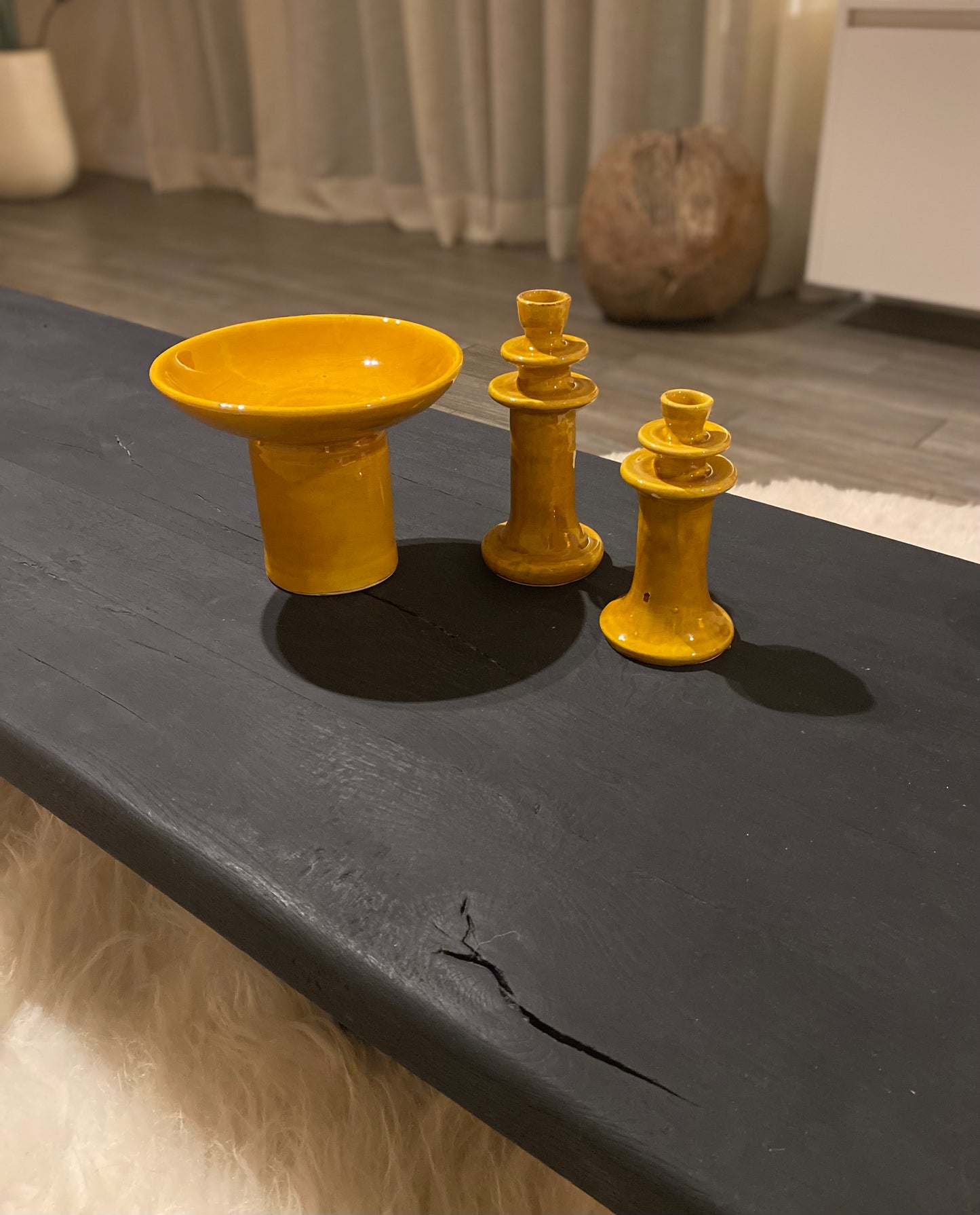 kandelaar, kaarsenhouder, geel, okergeel, candles
