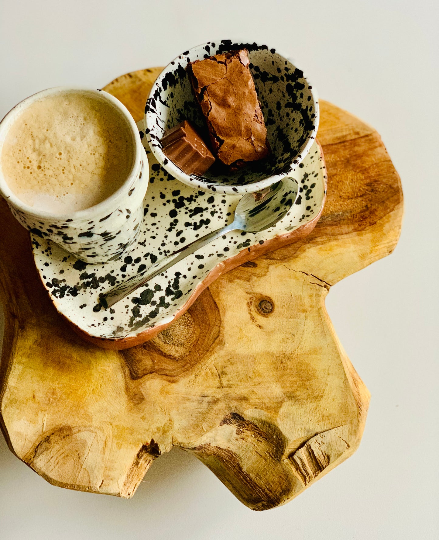 Zwart wit gespikkelde handgemaakte koffieset-BUDOU